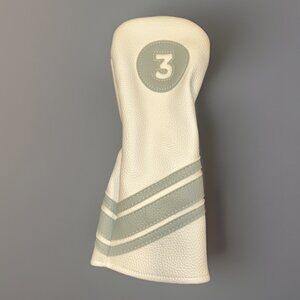 Maxfli PU Leather Fairway 3-Wood Headcover, Golf Accessories, White Gray Protect